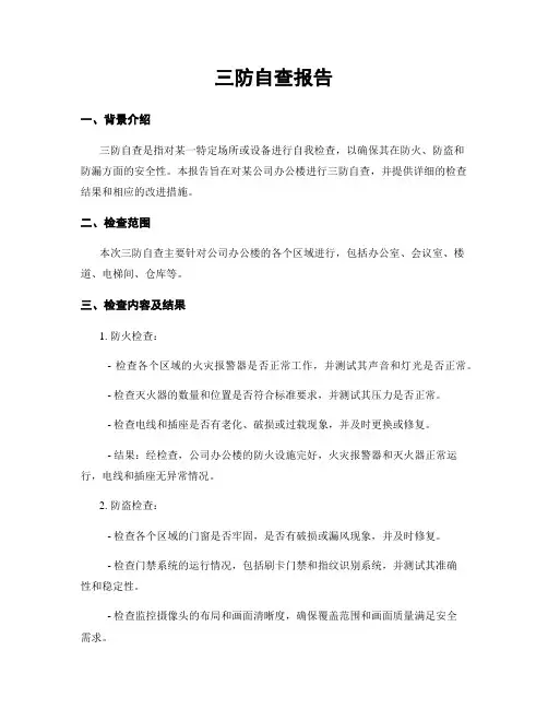 三防自查报告