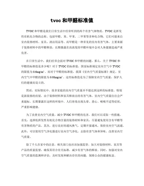 tvoc和甲醛标准值