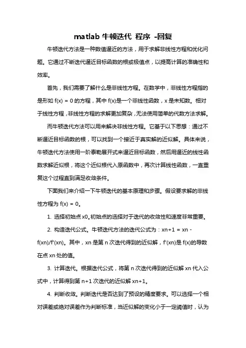 matlab牛顿迭代 程序 -回复