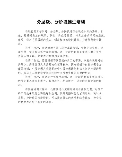 分层级、分阶段推进培训