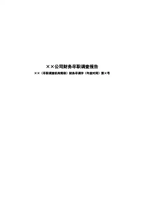 财务尽职调查报告参考样式