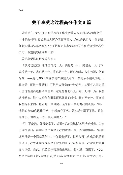 关于享受这过程高分作文5篇