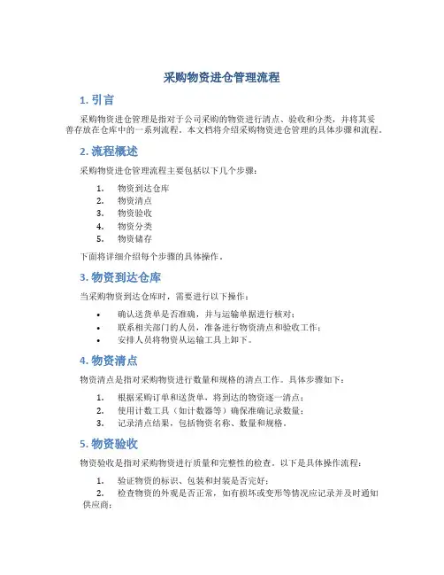采购物资进仓管理流程