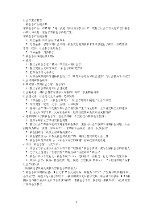 社会学重点整理
