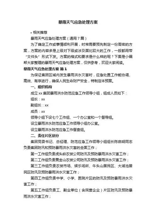 暴雨天气应急处理方案