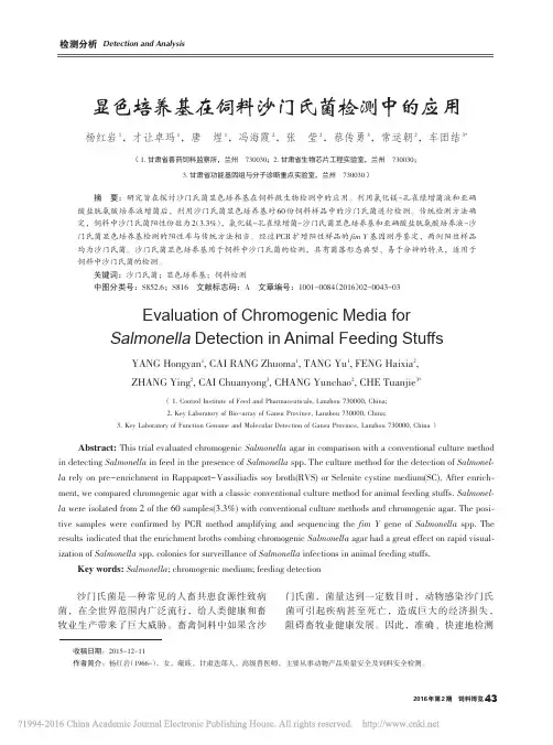 显色培养基在饲料沙门氏菌检测中的应用_杨红岩