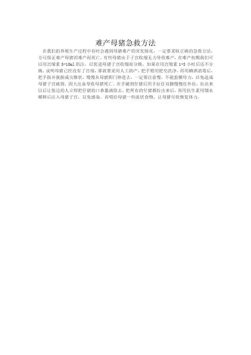 难产母猪急救方法