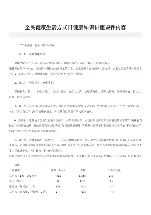 全民健康生活方式日健康知识讲座