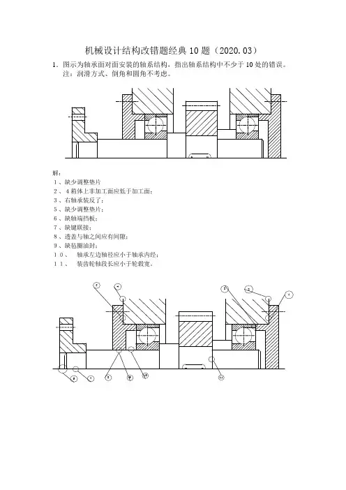 机械设计结构改错题经典10题