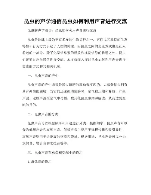 昆虫的声学通信昆虫如何利用声音进行交流