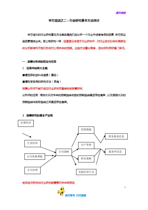 【高效投资培训】申万培训之二：行业研究基本方法探讨