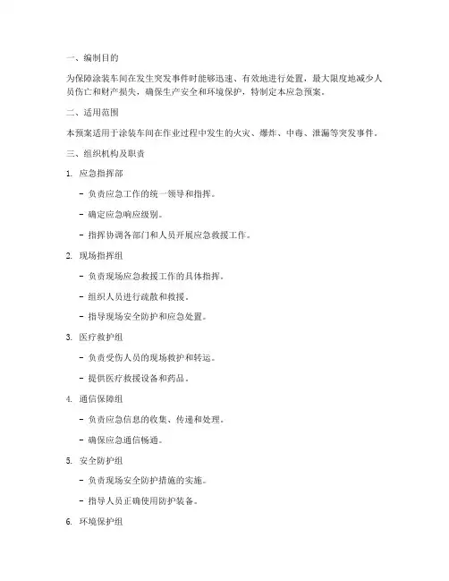 涂装车间应急预案