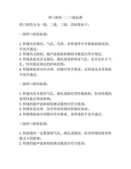 焊口探伤一二三级标准