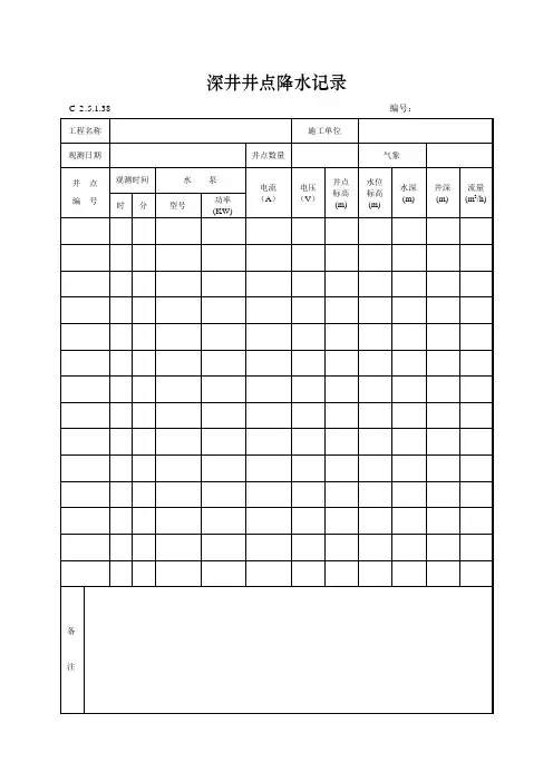 深井井点降水记录