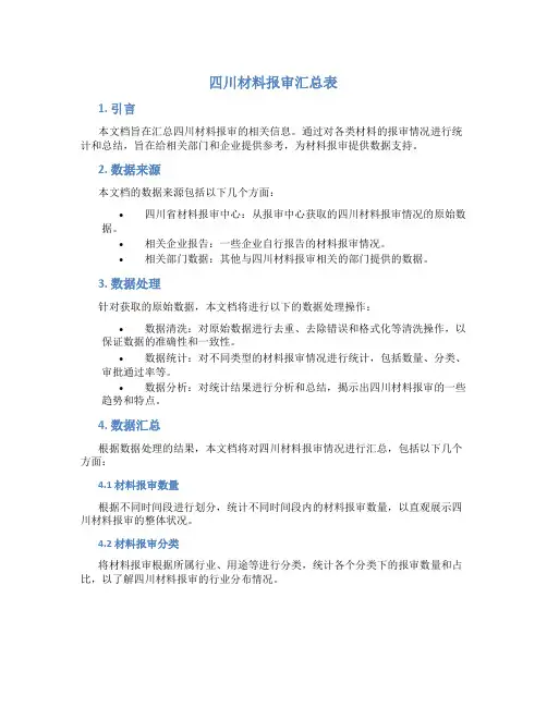 四川材料报审汇总表