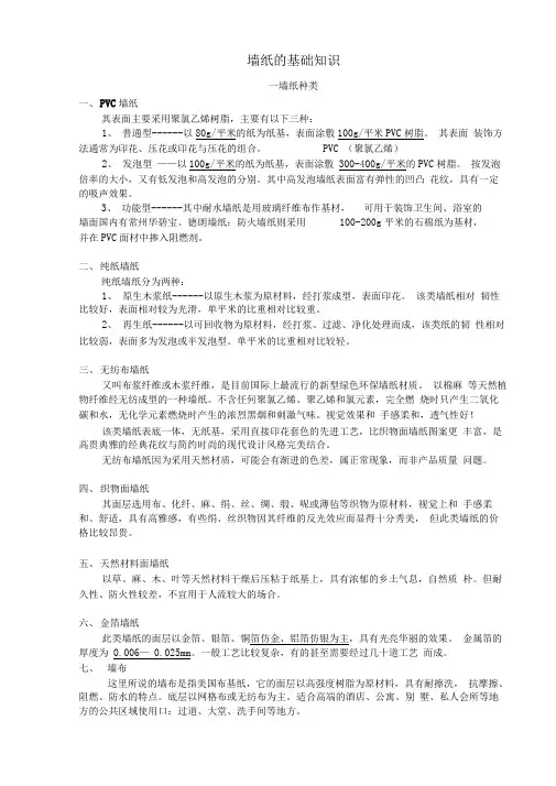 墙纸的基础知识及其他