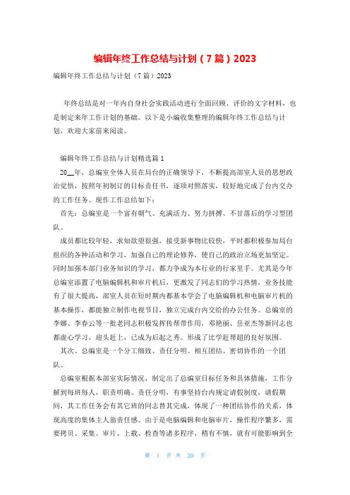 编辑年终工作总结与计划(7篇)2023