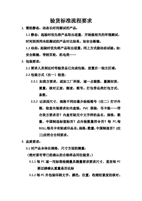 验货标准流程要求范文