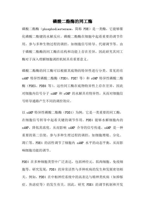 磷酸二酯酶的同工酶