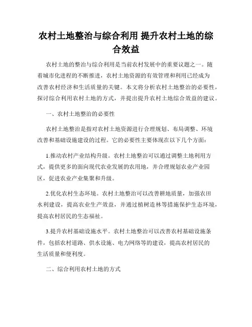 农村土地整治与综合利用 提升农村土地的综合效益