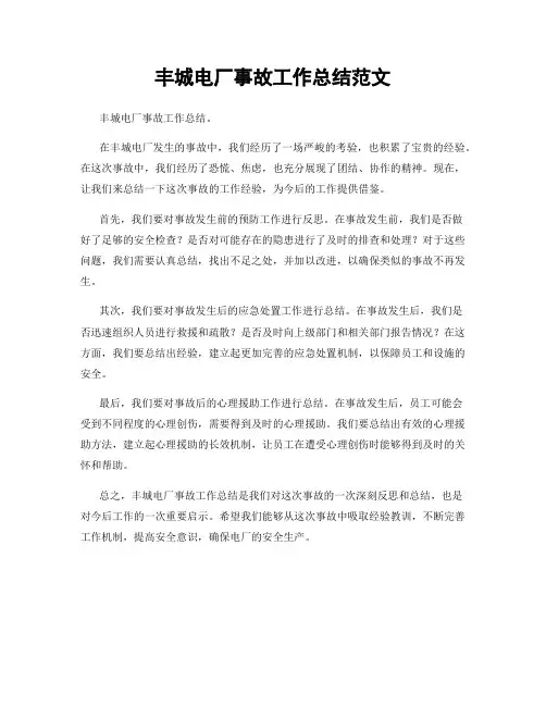 丰城电厂事故工作总结范文
