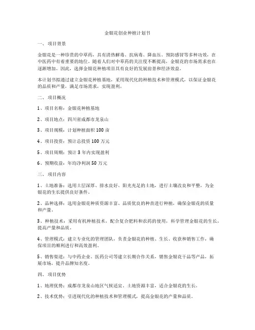 金银花创业种植计划书