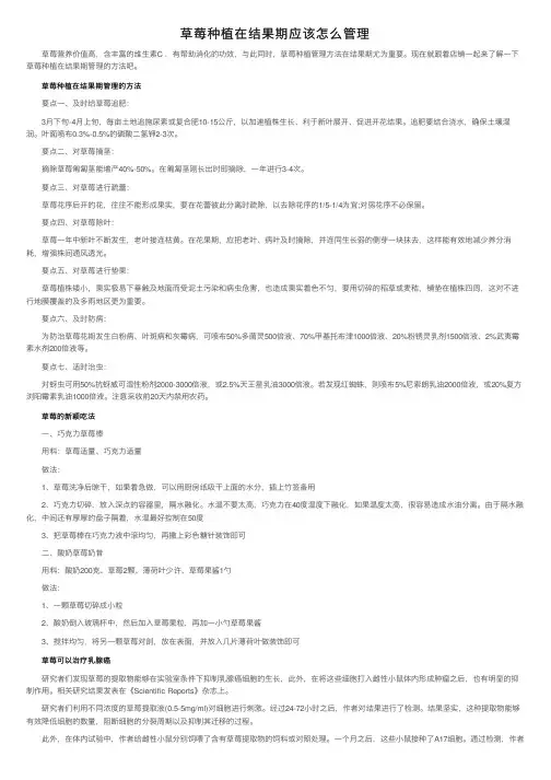 草莓种植在结果期应该怎么管理