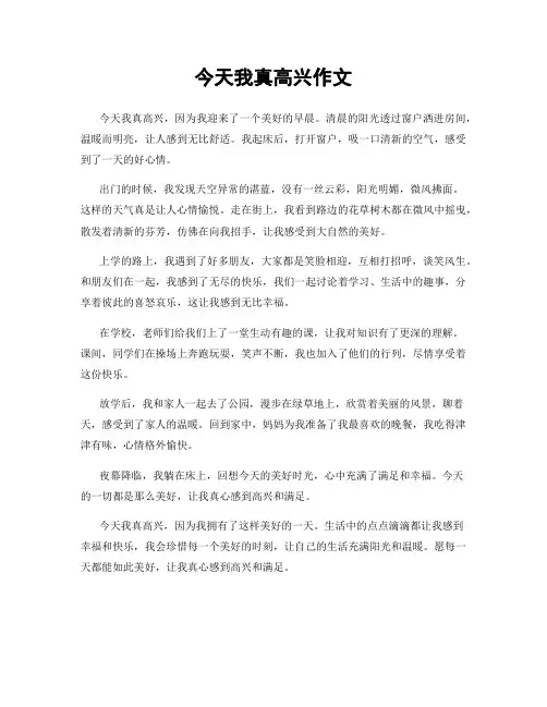 今天我真高兴作文