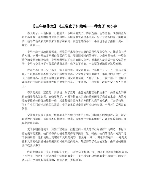 【三年级作文】《三袋麦子》续编——种麦子_650字