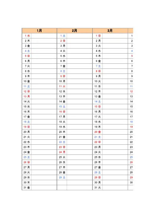Excel-年度日程表