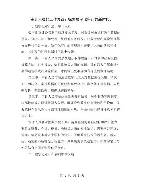 审计人员的工作总结：探索数字化审计的新时代