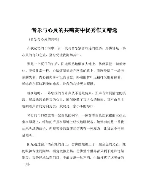 音乐与心灵的共鸣高中优秀作文精选