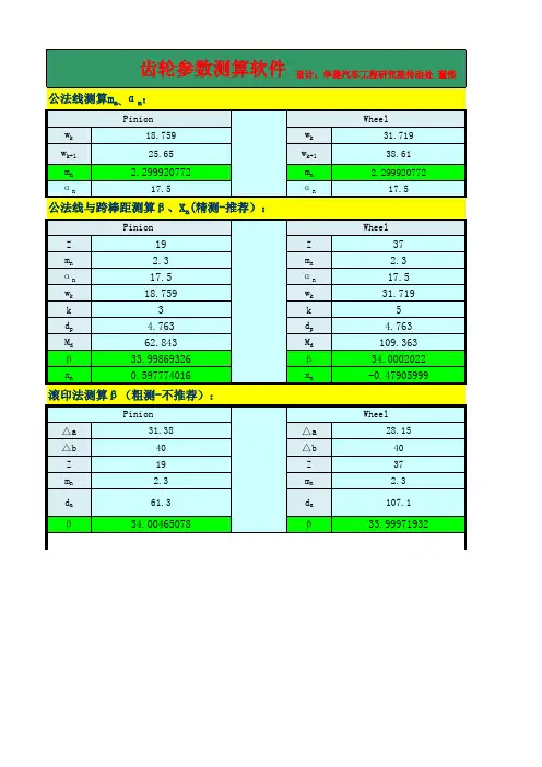 齿轮参数测算软件