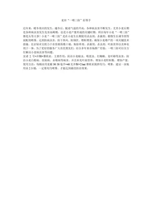 小麦一喷三防好帮手