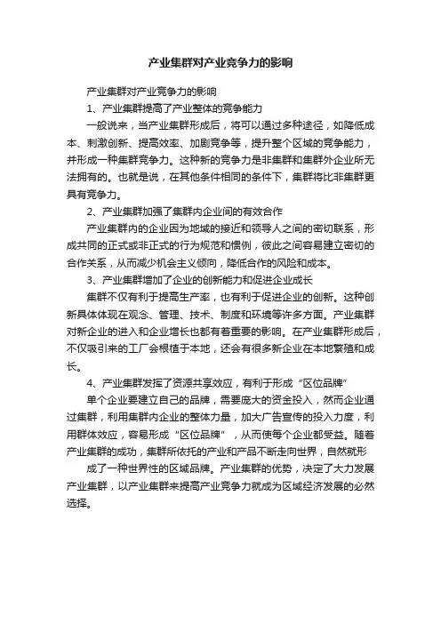 产业集群对产业竞争力的影响