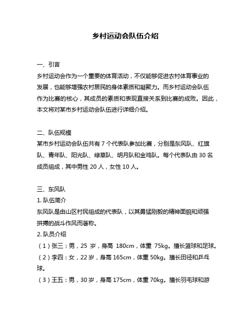 乡村运动会队伍介绍