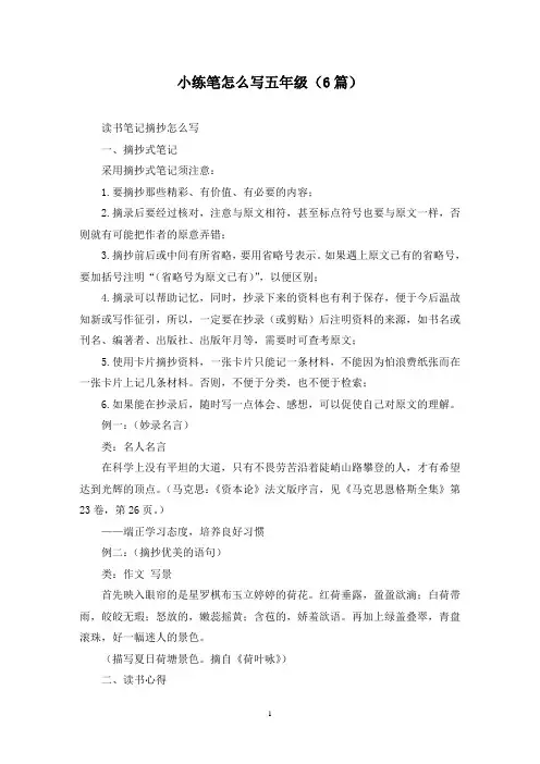 小练笔怎么写五年级(6篇)
