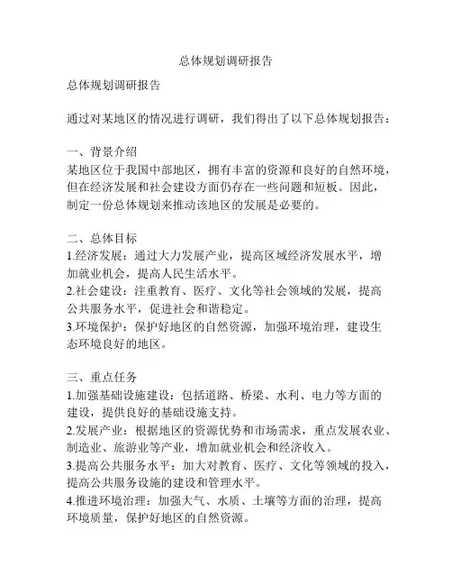 总体规划调研报告