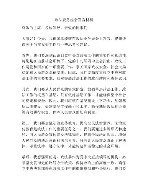 政法委务虚会发言材料