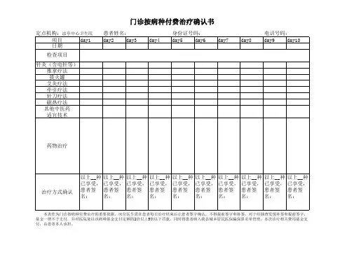 门诊按病种付费治疗确认书