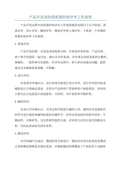 产品开发各阶段质量控制评审工作流程