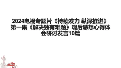 2024电视专题片《持续发力 纵深推进》第一集《解决独有难题》观后感想心得体会研讨发言10篇