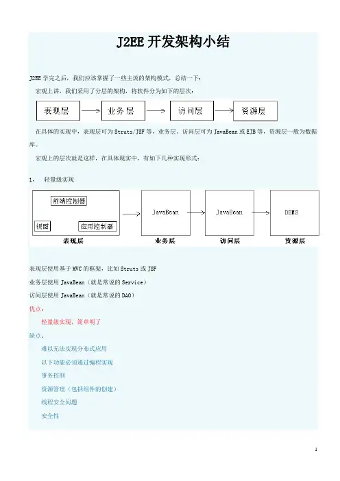 J2EE开发架构小结