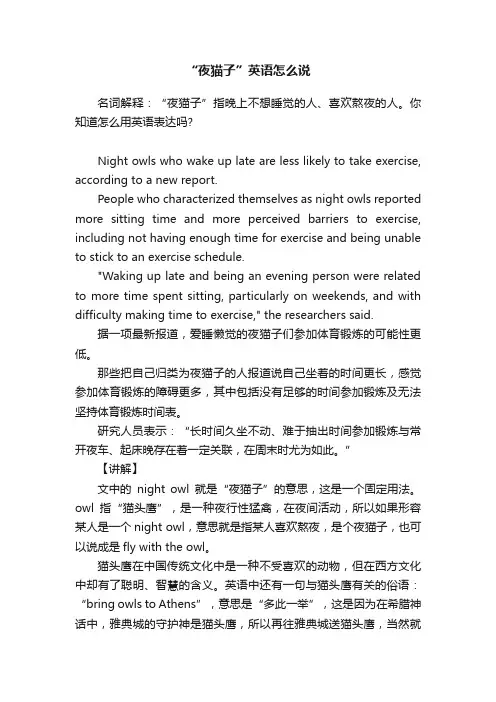 “夜猫子”英语怎么说