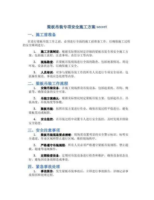 梁板吊装专项安全施工方案-secret