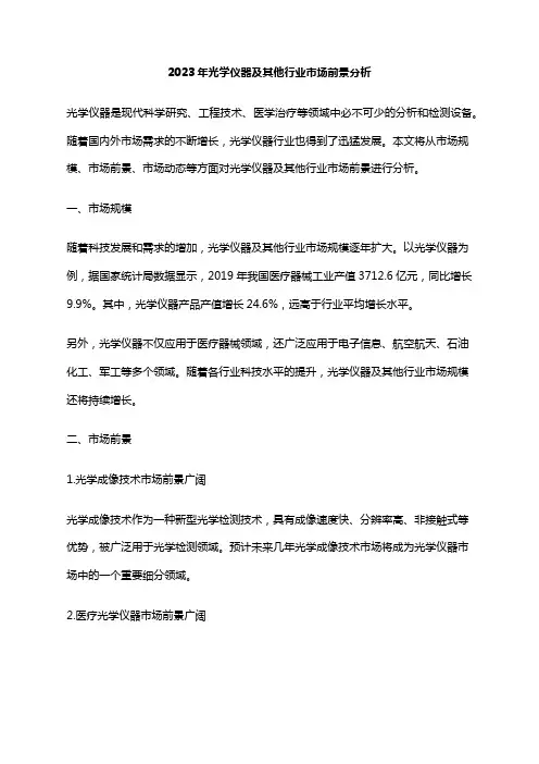 2023年光学仪器及其他行业市场前景分析