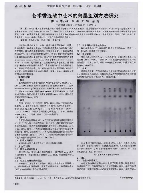 苍术香连散中苍术的薄层鉴别方法研究