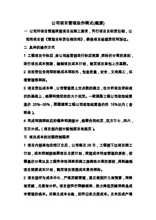 公司项目管理运作模式