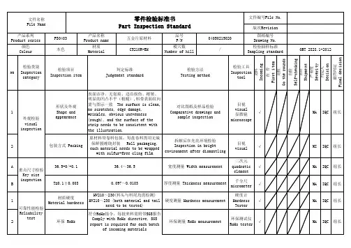 五金零件检验基准书范例
