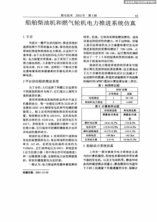 船舶柴油机和燃气轮机电力推进系统仿真